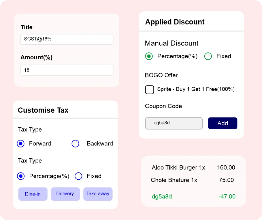 Create tax and discount structures with paytelrms