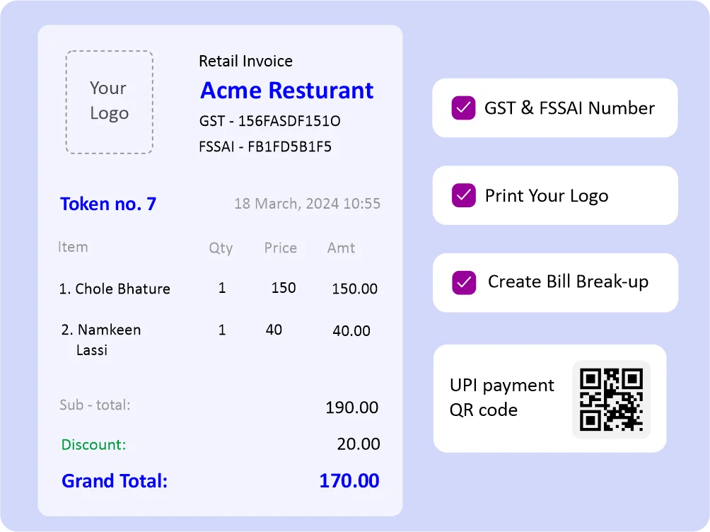 Customizable bill with paytelrrms